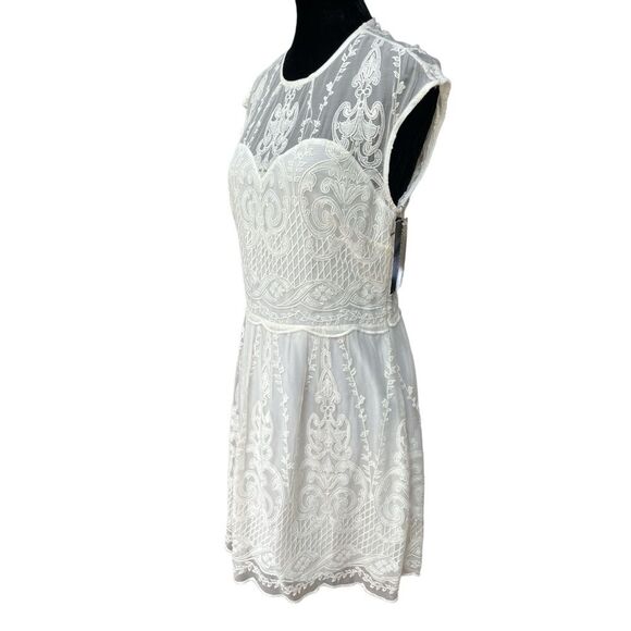 Dolce Vita Kloey Silk Embroidery Lace Mini Dress Size Large White Fit & Flare - Picture 7 of 14